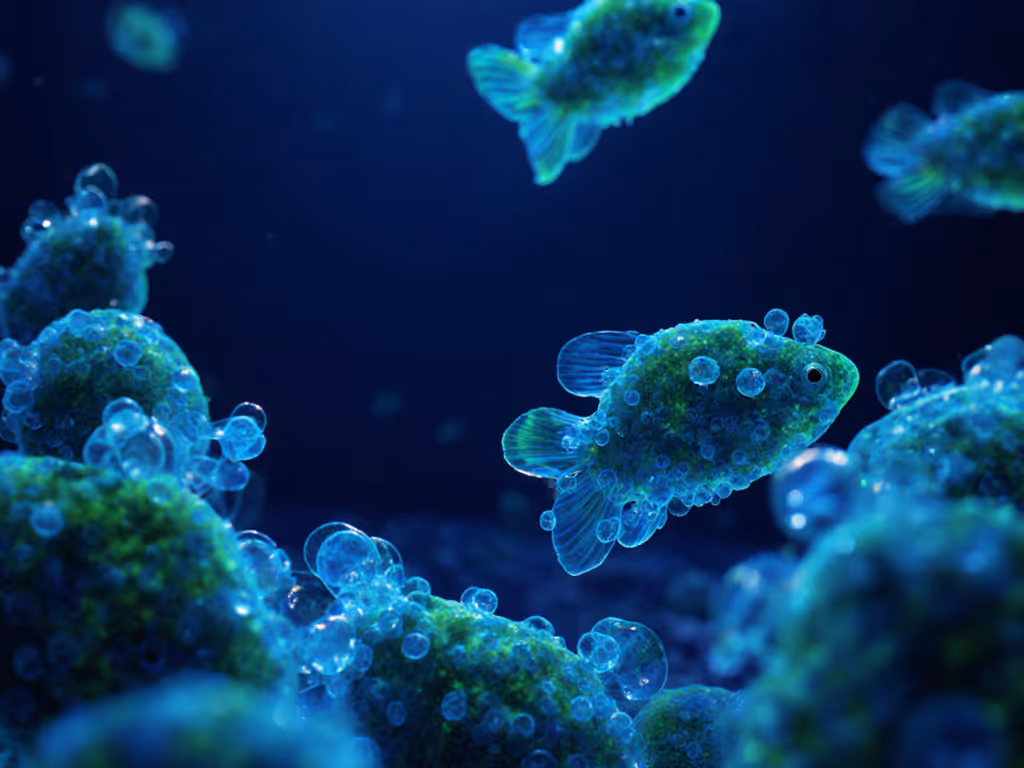microscopic view of fish gut microbiome